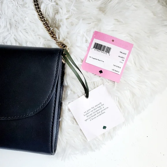 Kate Spade Black Leather Lula Gold Chain Clutch - Picture 6 of 10